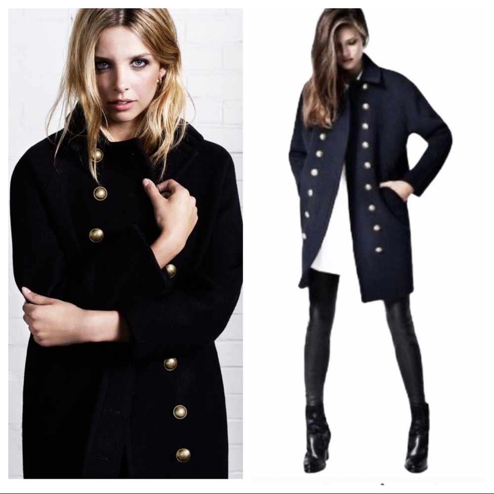 All Saints Black Coat with Gold Buttons